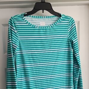 Cabana Life Blue Green Long Sleeve Fitted Midi Dress